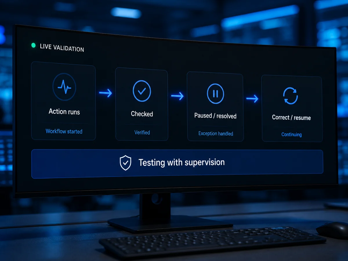 A live FinalClerk workflow being tested with supervision